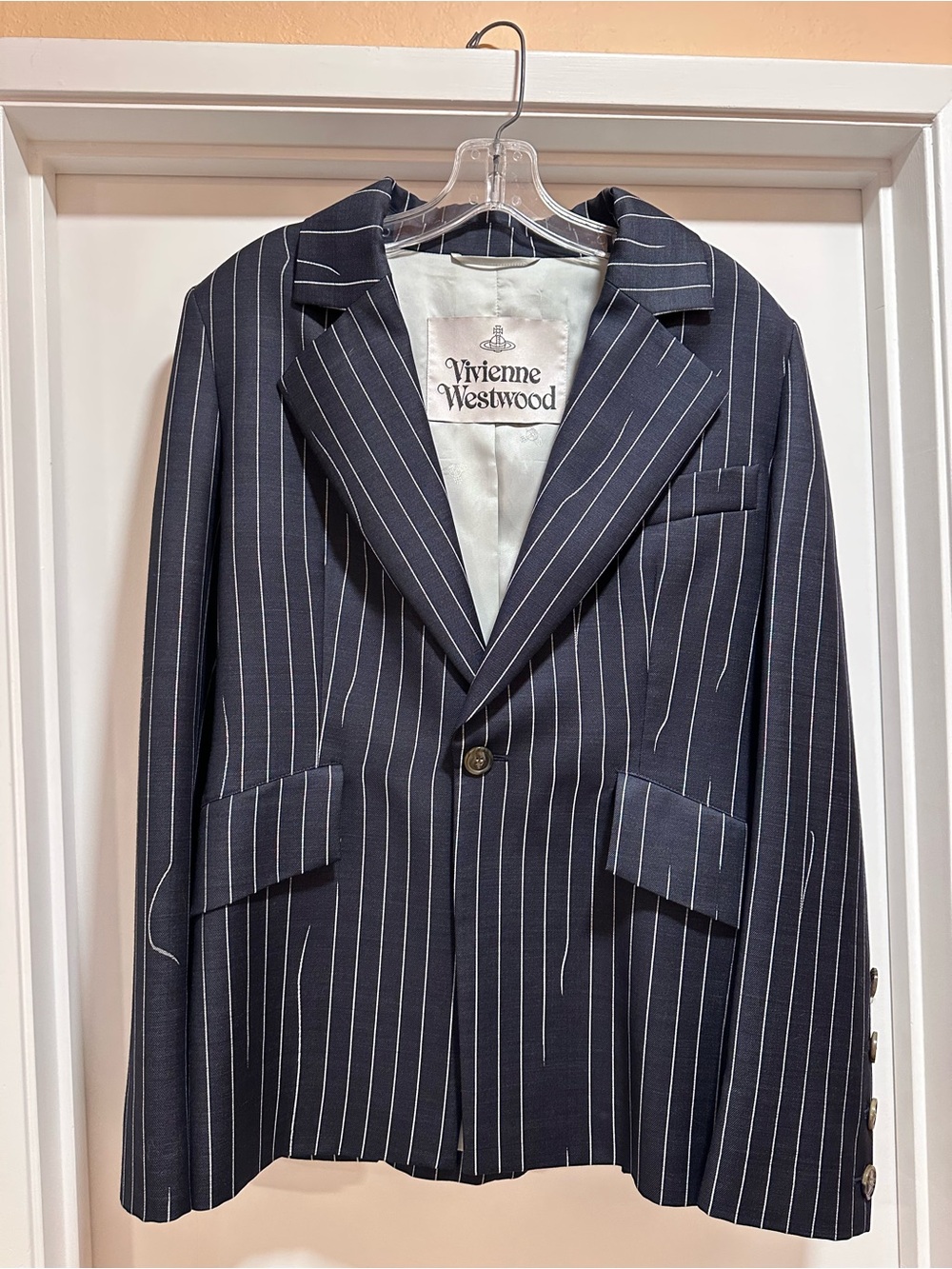 Vivienne Westwood Navy “Broken Pinstripe” Blazer